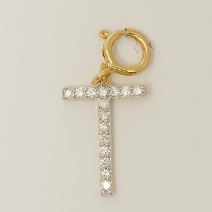 Natural Diamond Initial Charm in 14K Gold