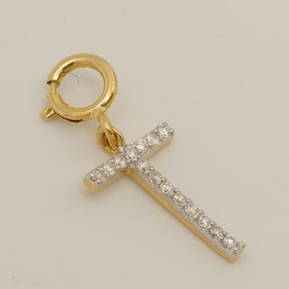Natural Diamond Initial Charm in 14K Gold