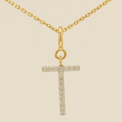 Natural Diamond Initial Charm in 14K Gold