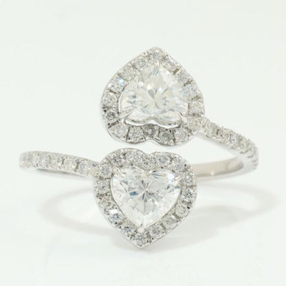 Double Heart Diamond Bypass Ring
