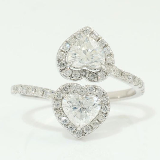 Double Heart Diamond Bypass Ring