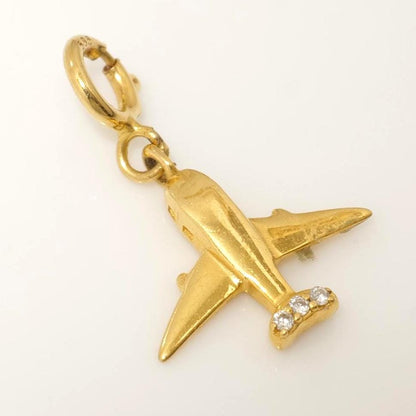 Diamond Airplane Charm Pendant