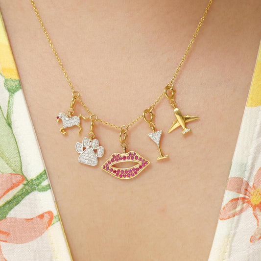 Diamond Airplane Charm Pendant