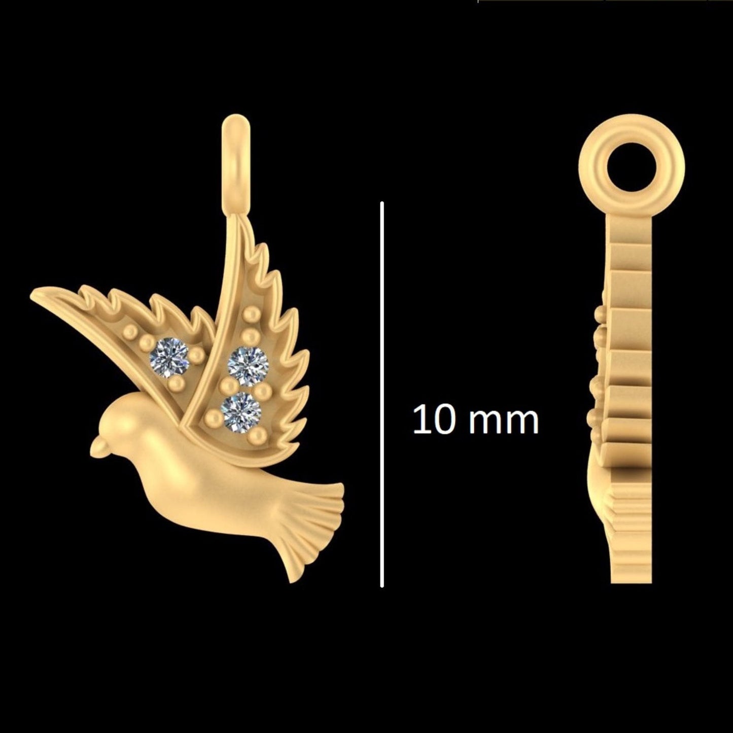 Diamond Bird Charm Pendant