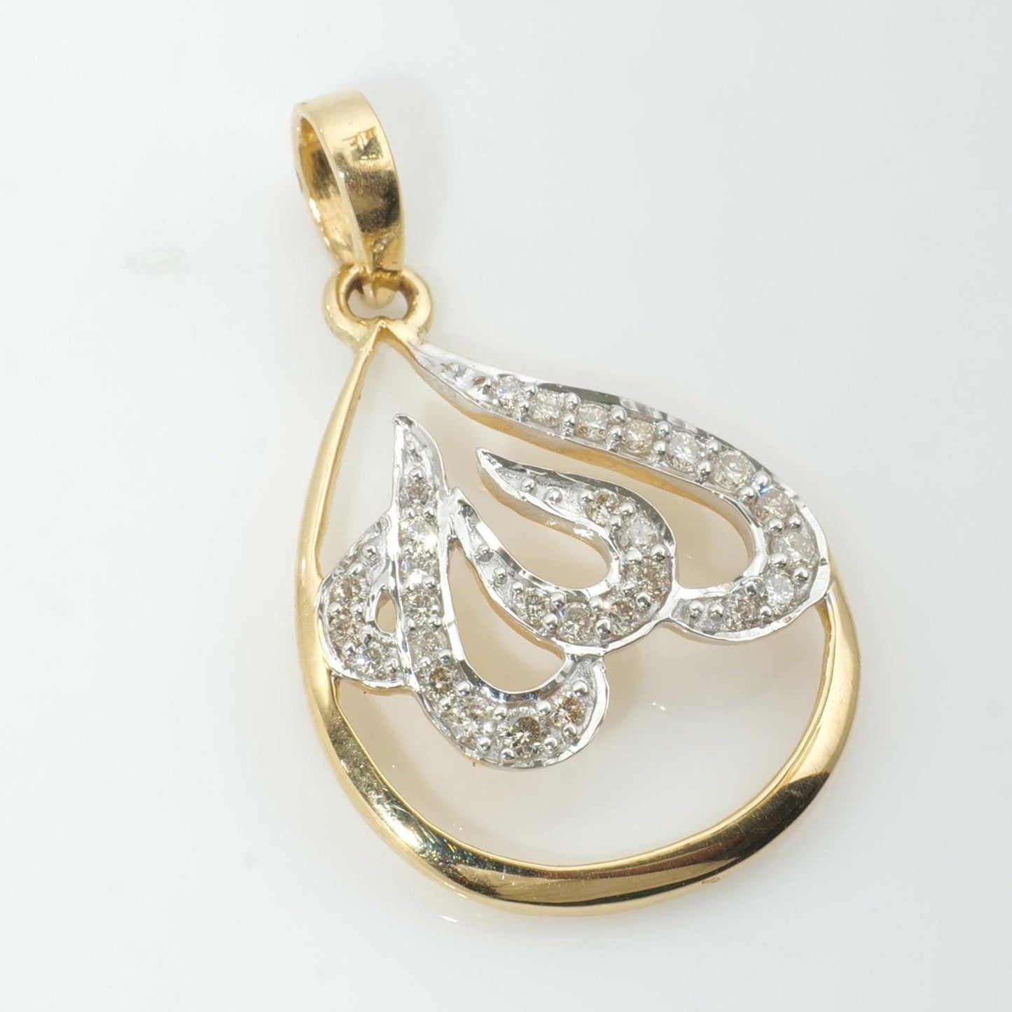 Waterdroplet Allah Calligraphy Diamond Pendant