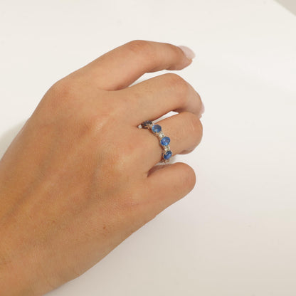 Blue Sapphire Natural Diamond Stacking Band Ring