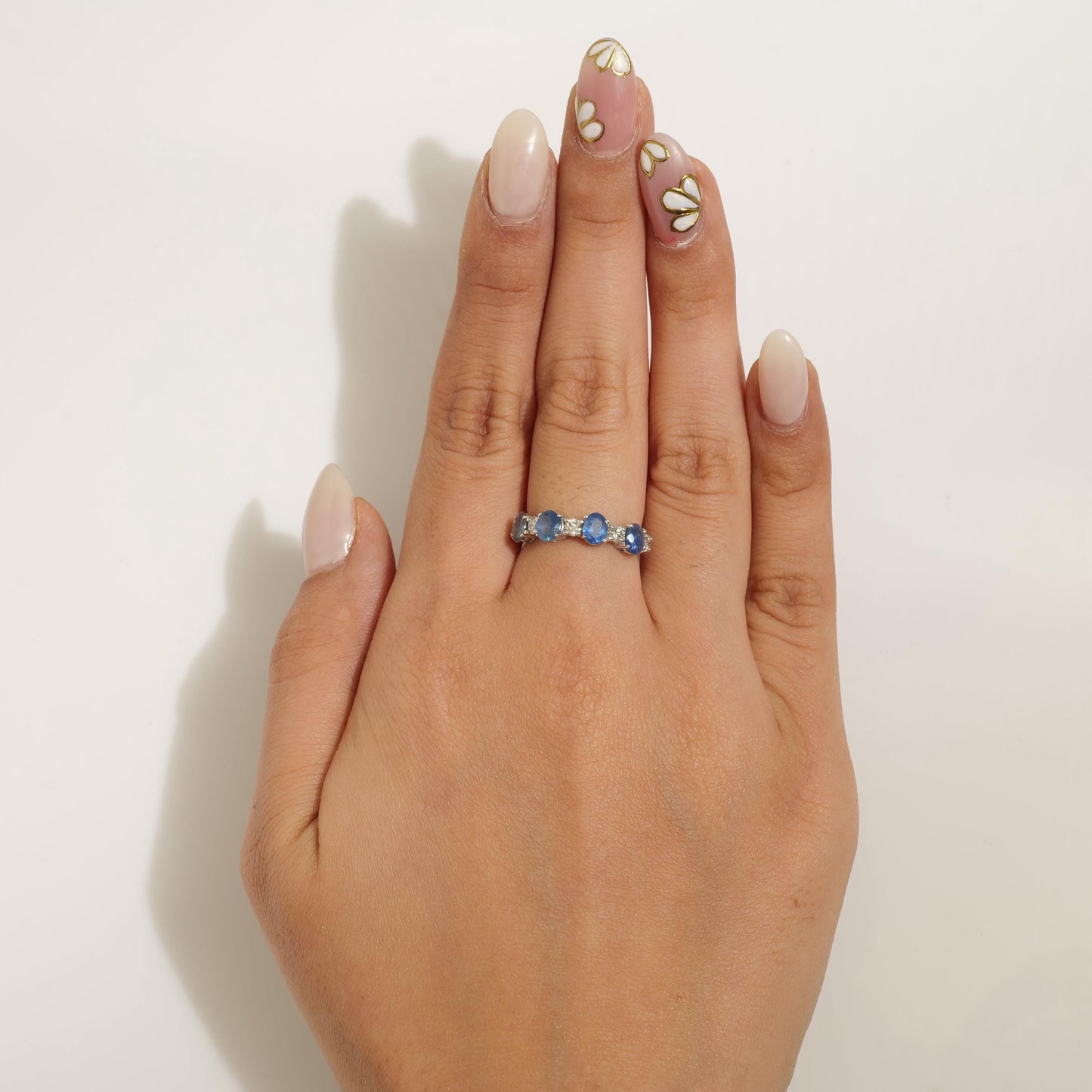 Blue Sapphire Natural Diamond Stacking Band Ring
