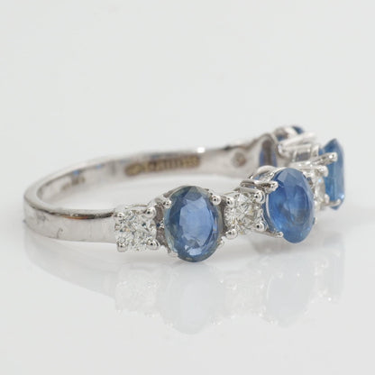Blue Sapphire Natural Diamond Stacking Band Ring