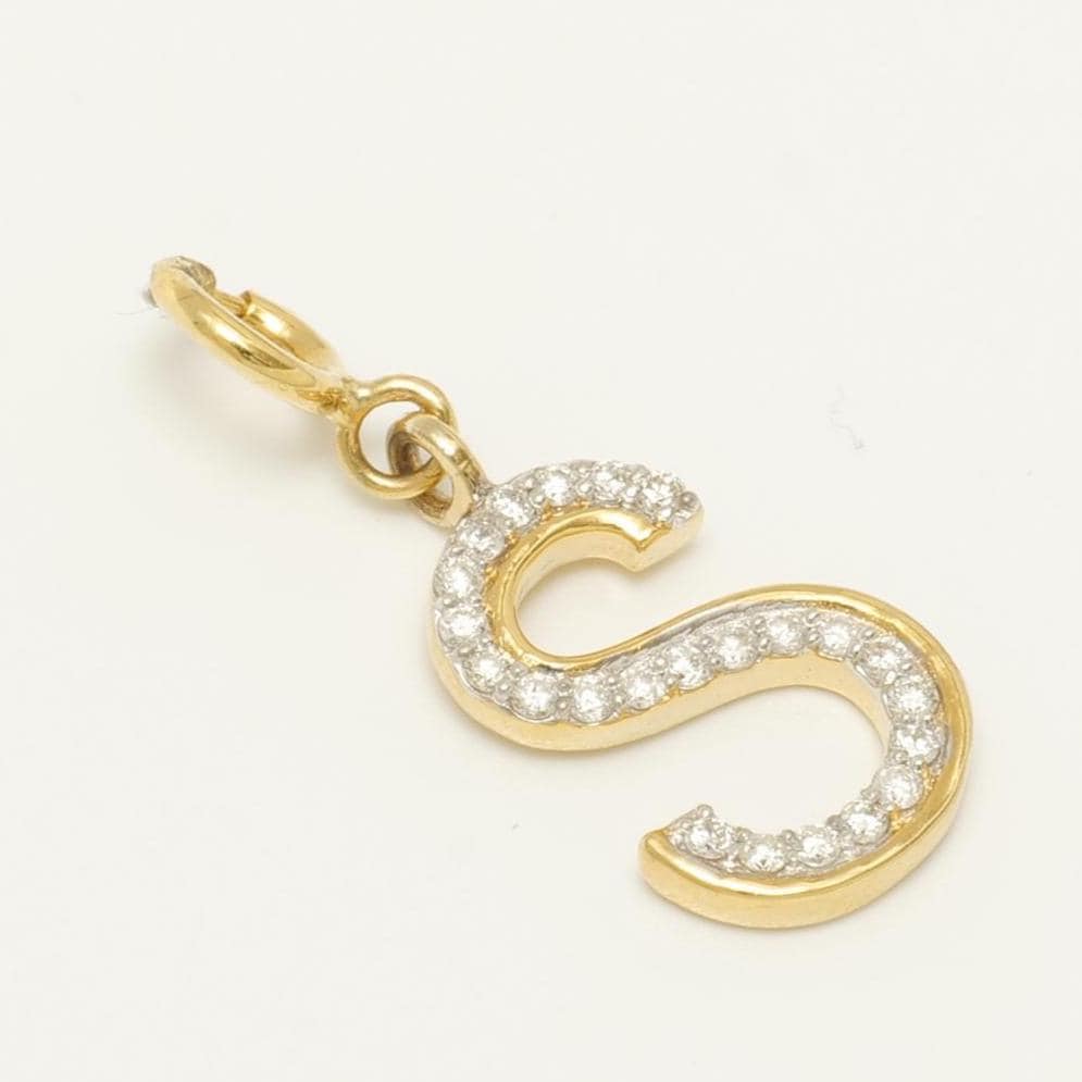 14K Gold Diamond Letter Charm