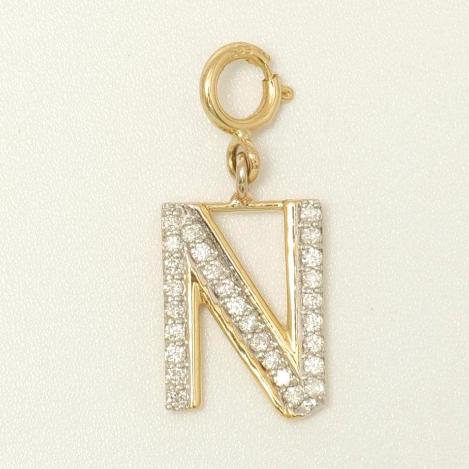 14K Gold Diamond Letter Charm