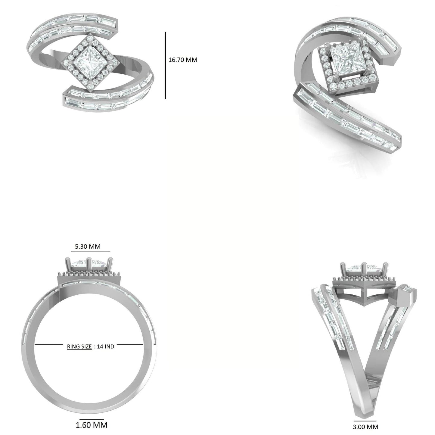 Princess Halo Natural Diamond Ring