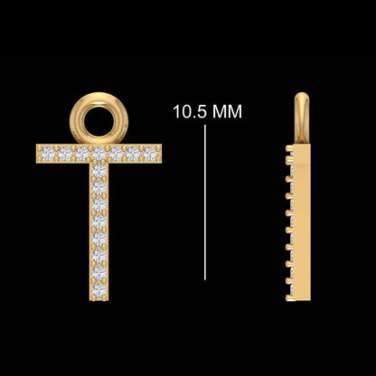 Natural Diamond Initial Charm in 14K Gold