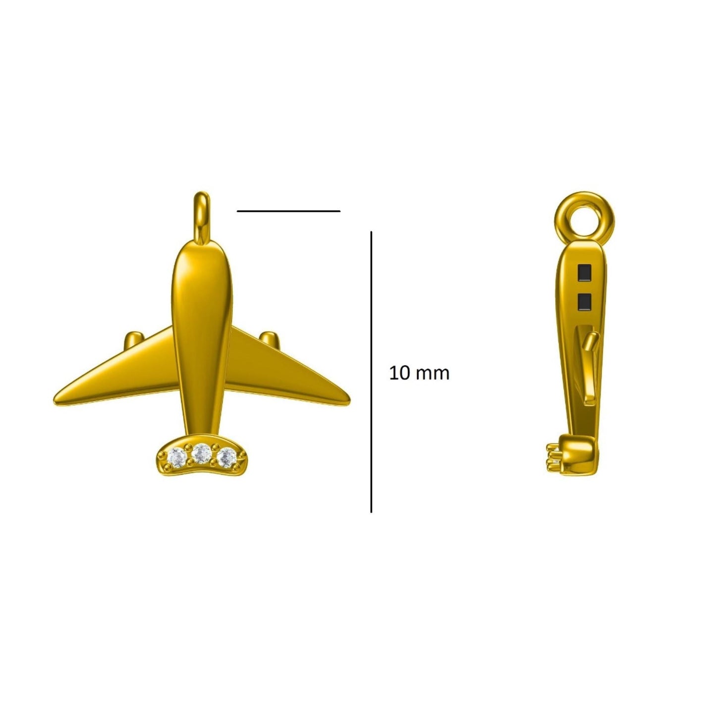Diamond Airplane Charm Pendant