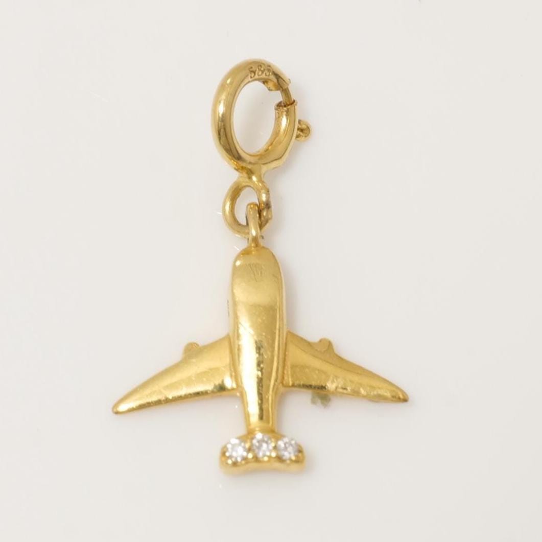 Diamond Airplane Charm Pendant