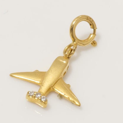 Diamond Airplane Charm Pendant
