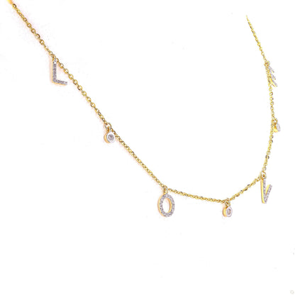 Dangle Love Letter Diamond Necklace