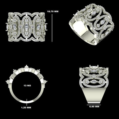 Marquise Wide Diamond Band Ring