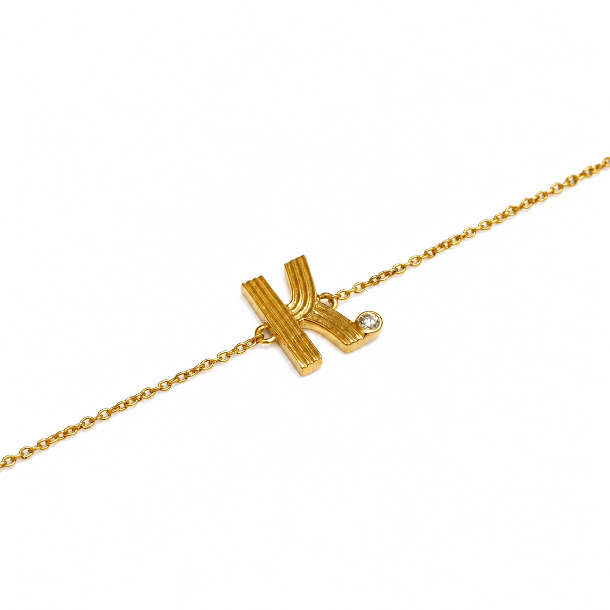 Ribbed Initial Diamond Bracelet - ilbr2042