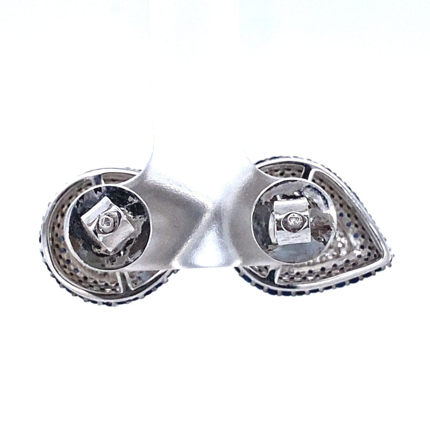 Pear Blue Sapphire Diamond Stud Earrings