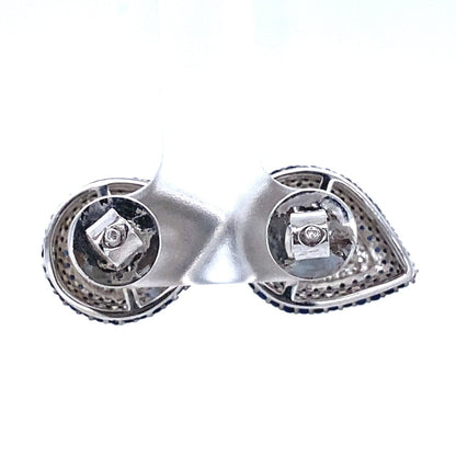Pear Blue Sapphire Diamond Stud Earrings