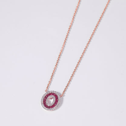 Ruby Halo Pendant Necklace