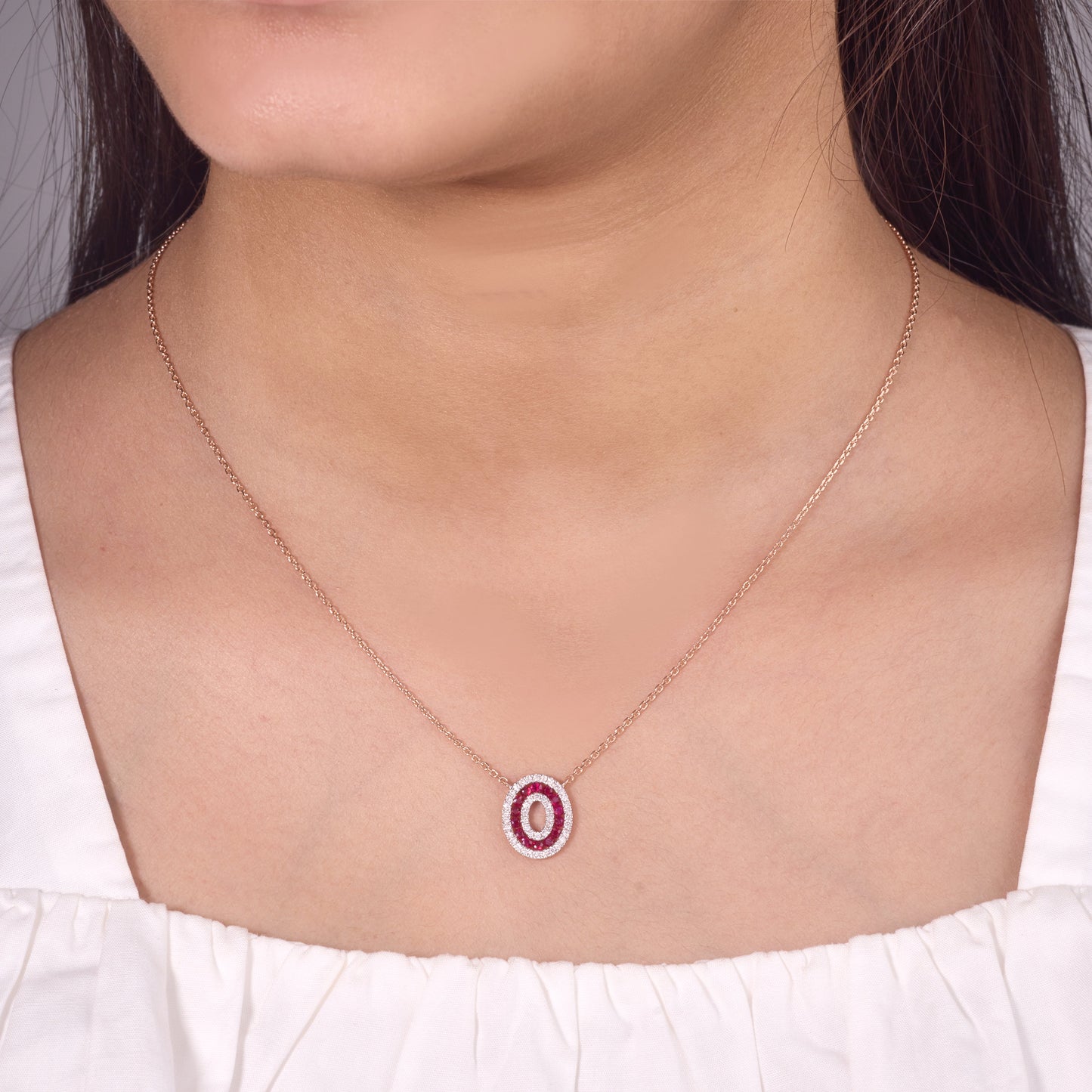 Ruby Halo Pendant Necklace