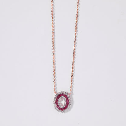 Ruby Halo Pendant Necklace