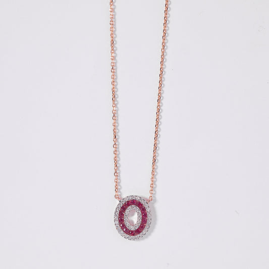 Ruby Halo Pendant Necklace