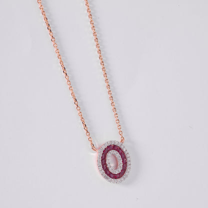 Ruby Halo Pendant Necklace