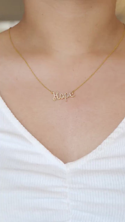 Hope Script Diamond Necklace