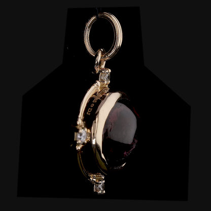 Oval Rubellite Natural Diamond Pendant