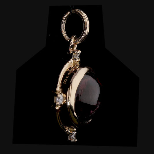 Oval Rubellite Natural Diamond Pendant