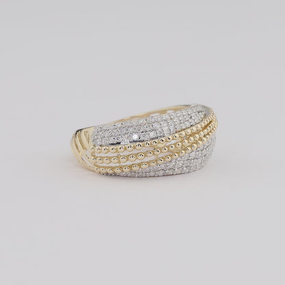Pave Lattice Natural Diamond Broad Ring