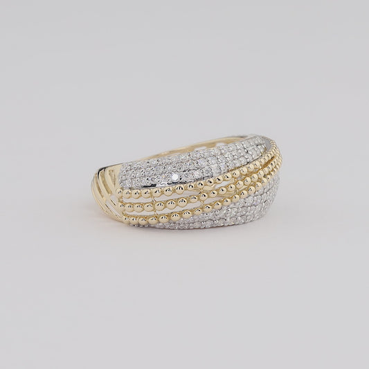 Pave Lattice Natural Diamond Broad Ring
