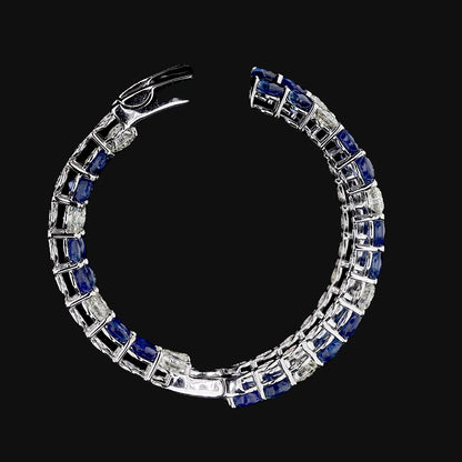 Natural Blue Sapphire Diamond Hoop Earrings