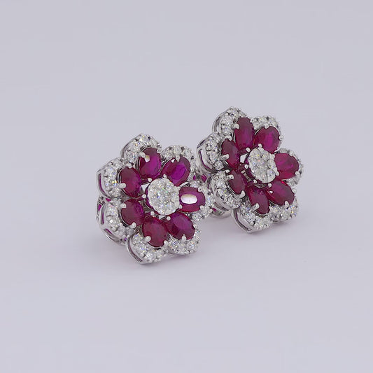 Floral Ruby Natural Diamond Studs