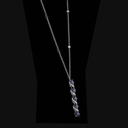 Natural Vertical Sapphire Diamond Necklace