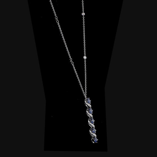 Natural Vertical Sapphire Diamond Necklace