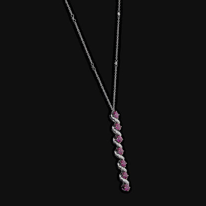 Vertical Ruby Natural Diamond Necklace