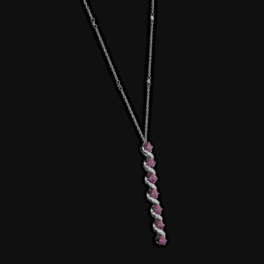 Vertical Ruby Natural Diamond Necklace