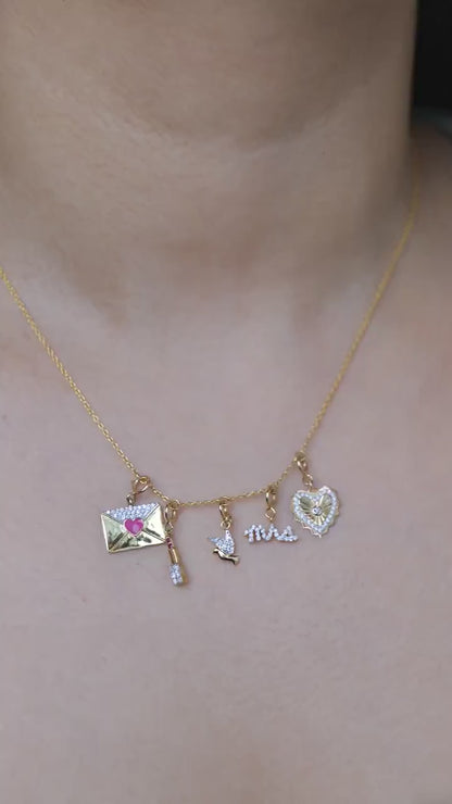 Natural Diamond Bird Charm Pendant in 14K Solid Gold