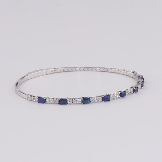 Blue Sapphire Diamond Cuff Bracelet