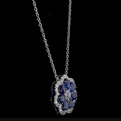 Sapphire Flower Pendant Necklace