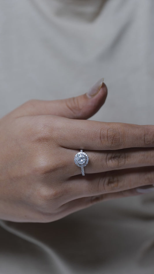 Round Halo Solitaire Diamond Ring