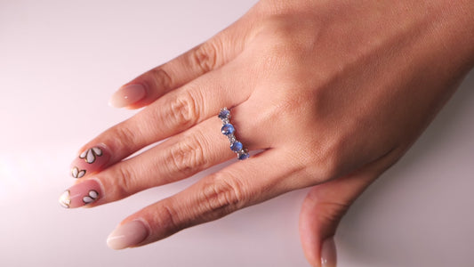 Blue Sapphire Natural Diamond Stacking Band Ring