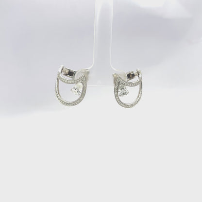 Pear Diamond Huggie Hoop Earrings