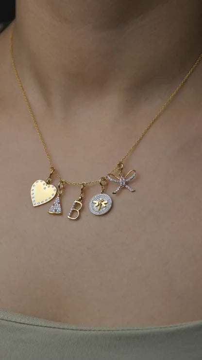 Natural Diamond Dragonfly Charm Pendant in 14K Solid Gold