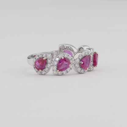 Pear Ruby Half-Eternity Diamond Ring