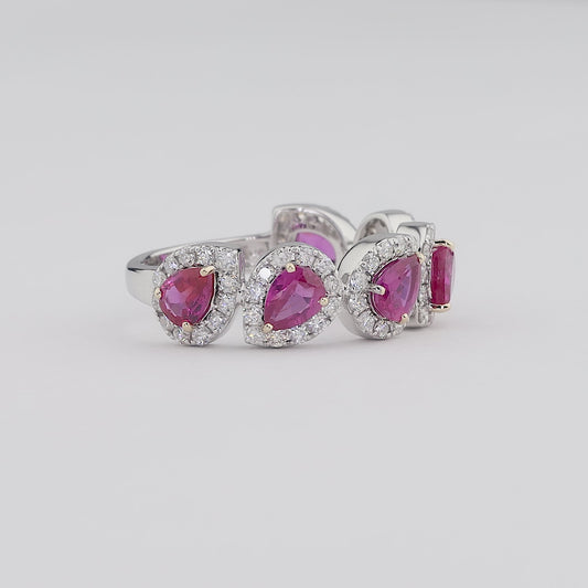 Pear Ruby Half-Eternity Diamond Ring