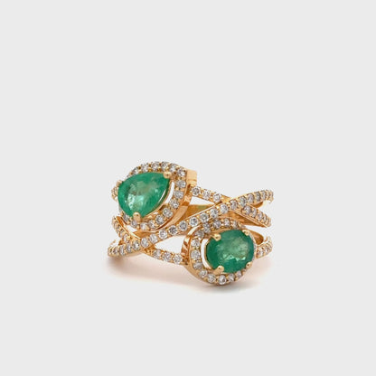 Double Emerald Diamond Ring